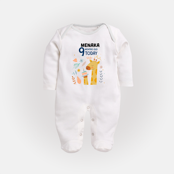 Cute Newborn Full Sleeve Bodysuit/ Sleep Suit/ Jumpsuit for 9 Month | Custom Name & Style Options - WHITE - New Born (Chest 7.5")