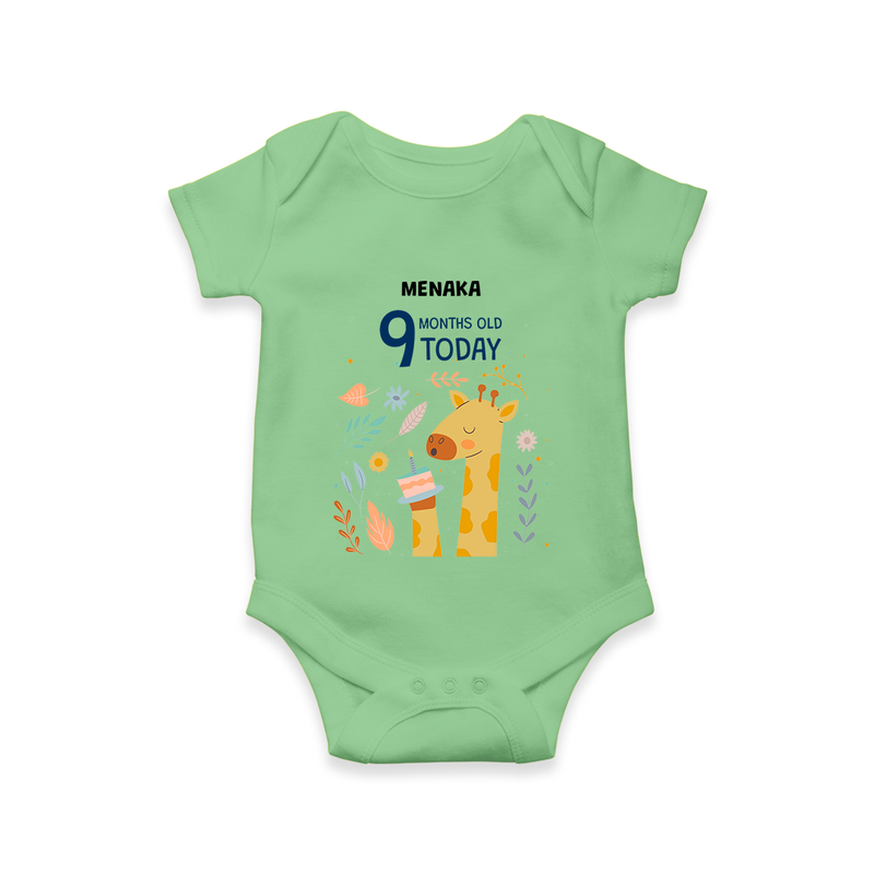 Celebrate The Magic Of Your Baby's Ninth Month With Our Elegant And Customized Romper For Babies - GREEN - 0 - 3 Months Old (Chest 16")