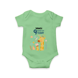 Commemorate your little one's 9th month with a custom romper/onesie, personalized with their name! - GREEN - 0 - 3 Months Old (Chest 16")