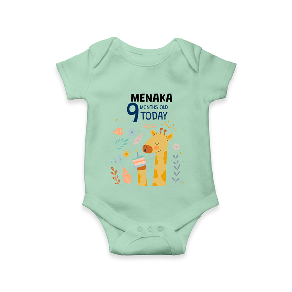 Cute Newborn Romper/Onesie for 9 Month | Custom Name & Style Options - MINT GREEN - New Born (Chest 14")