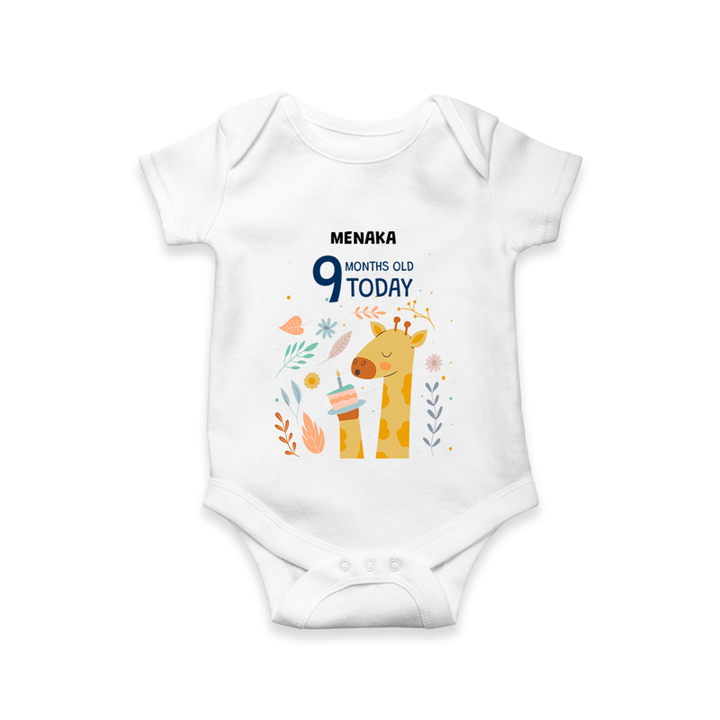 Celebrate The Magic Of Your Baby's Ninth Month With Our Elegant And Customized Romper For Babies - WHITE - 0 - 3 Months Old (Chest 16")