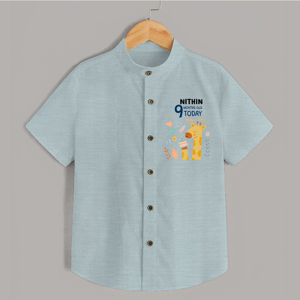 Cute Newborn Shirt for 9 Month | Custom Name & Style Options - ARCTIC BLUE - 0 - 6 Months Old (Chest 23")