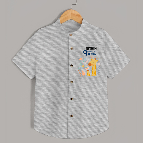 Cute Newborn Shirt for 9 Month | Custom Name & Style Options - GREY - 0 - 6 Months Old (Chest 23")