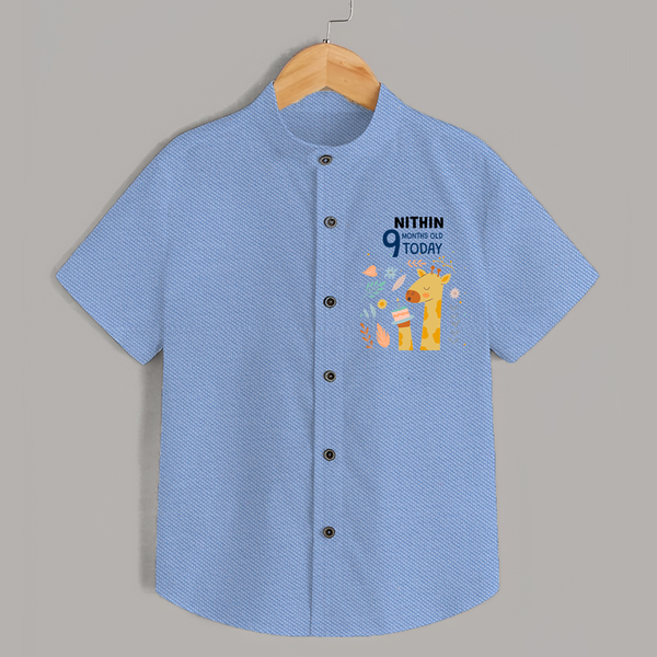 Cute Newborn Shirt for 9 Month | Custom Name & Style Options - SKY BLUE - 0 - 6 Months Old (Chest 23")