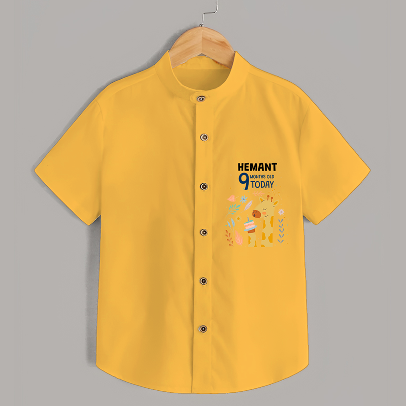 Commemorate your little one's 9th month with a custom Shirt, personalized with their name! - YELLOW - 0 - 6 Months Old (Chest 21")