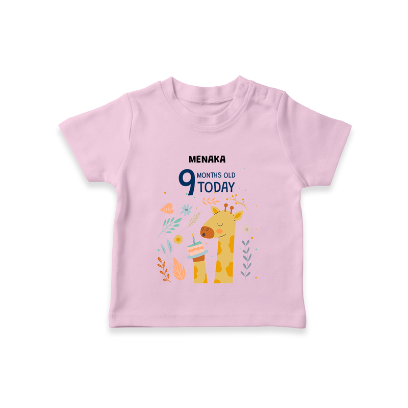 Celebrate The Magic Of Your Baby's Ninth Month With Our Elegant And Customized T-Shirt For Babies - PINK - 0-5 Months Old (Chest 17")