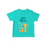 Celebrate The Magic Of Your Baby's Ninth Month With Our Elegant And Customized T-Shirt For Babies - TEAL - 0-5 Months Old (Chest 17")