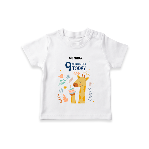 Celebrate The Magic Of Your Baby's Ninth Month With Our Elegant And Customized T-Shirt For Babies - WHITE - 0-5 Months Old (Chest 17")