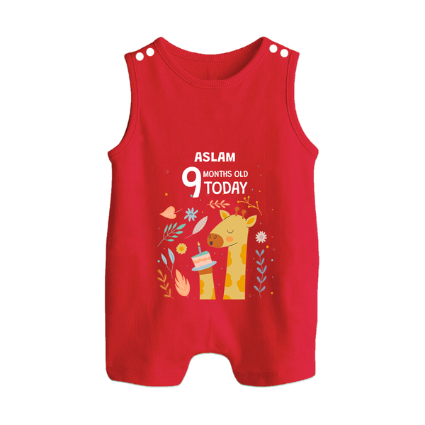 Celebrate The Magic Of Your Baby's Ninth Month With Our Elegant And Customized Romper Suit For Babies - RED - 0 - 5 Months Old (Chest 18")