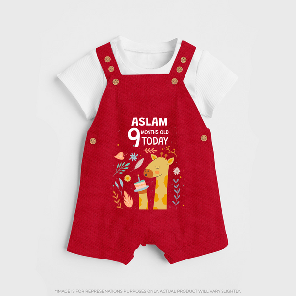 Cute Newborn Dungaree Set for 9 Month | Custom Name & Style Options - RED - 0 - 5 Months Old (Chest 18")