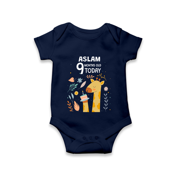 Cute Newborn Romper/Onesie for 9 Month | Custom Name & Style Options - NAVY BLUE - New Born (Chest 14")