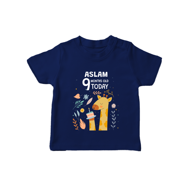 Cute Newborn T-Shirt for 9 Month | Custom Name & Style Options - NAVY BLUE - 0-5 Months Old (Chest 17")