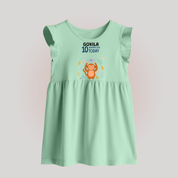 Cute Newborn Baby Frock for 10 Month | Custom Name & Style Options - MINT GREEN - 0 - 3 Months Old (Chest 17")
