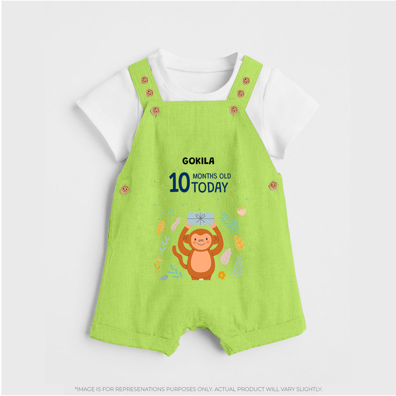 Celebrate The Magic Of Your Baby's Tenth Month With Our Elegant And Customized Dungaree Set For Babies - GREEN - 0 - 5 Months Old (Chest 18")