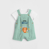 Commemorate your little one's 10th month with a custom Dungaree set, personalized with their name! - LIGHT GREEN - 0 - 5 Months Old (Chest 17")