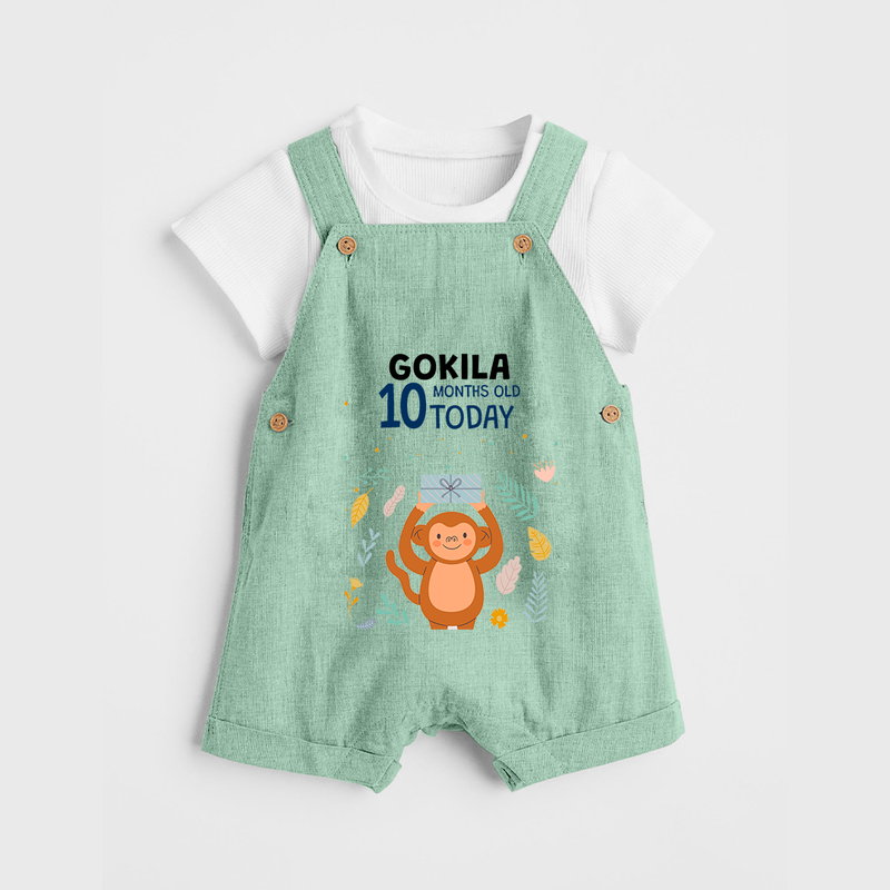 Cute Newborn Dungaree Set for 10 Month | Custom Name & Style Options - MINT GREEN - 0 - 5 Months Old (Chest 18")