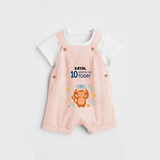 Commemorate your little one's 10th month with a custom Dungaree set, personalized with their name! - PEACH - 0 - 5 Months Old (Chest 17")