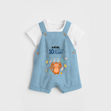 Commemorate your little one's 10th month with a custom Dungaree set, personalized with their name! - SKY BLUE - 0 - 5 Months Old (Chest 17")