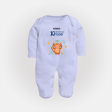 Celebrate The Magic Of Your Baby's Tenth Month With Our Elegant And Customized Sleep Suit For Babies - BABY BLUE - New Born (Chest 7.5")