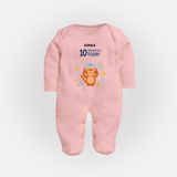 Celebrate The Magic Of Your Baby's Tenth Month With Our Elegant And Customized Sleep Suit For Babies - BABY PINK - New Born (Chest 7.5")