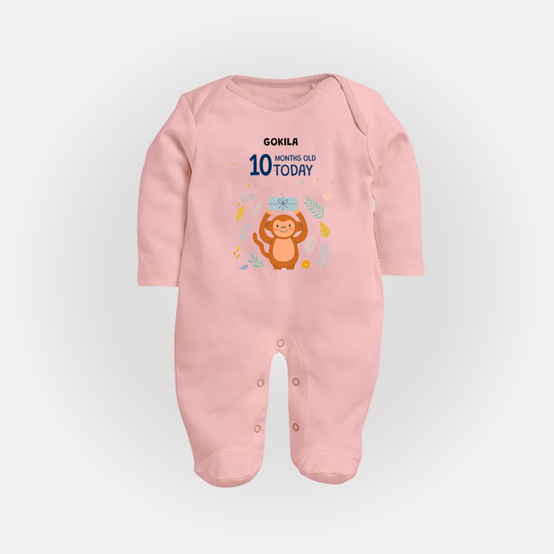 Celebrate The Magic Of Your Baby's Tenth Month With Our Elegant And Customized Sleep Suit For Babies - BABY PINK - New Born (Chest 7.5")