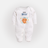 Celebrate The Magic Of Your Baby's Tenth Month With Our Elegant And Customized Sleep Suit For Babies - WHITE - New Born (Chest 7.5")