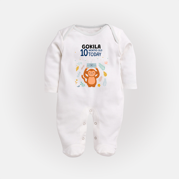 Cute Newborn Full Sleeve Bodysuit/ Sleep Suit/ Jumpsuit for 10 Month | Custom Name & Style Options - WHITE - New Born (Chest 7.5")