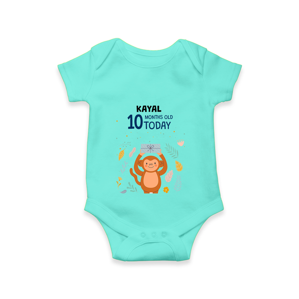 Commemorate your little one's 10th month with a custom romper/onesie, personalized with their name! - ARCTIC BLUE - 0 - 3 Months Old (Chest 16")