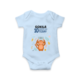 Cute Newborn Romper/Onesie for 10 Month | Custom Name & Style Options - BABY BLUE - New Born (Chest 14")