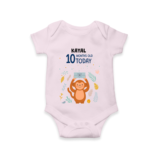 Commemorate your little one's 10th month with a custom romper/onesie, personalized with their name! - BABY PINK - 0 - 3 Months Old (Chest 16")