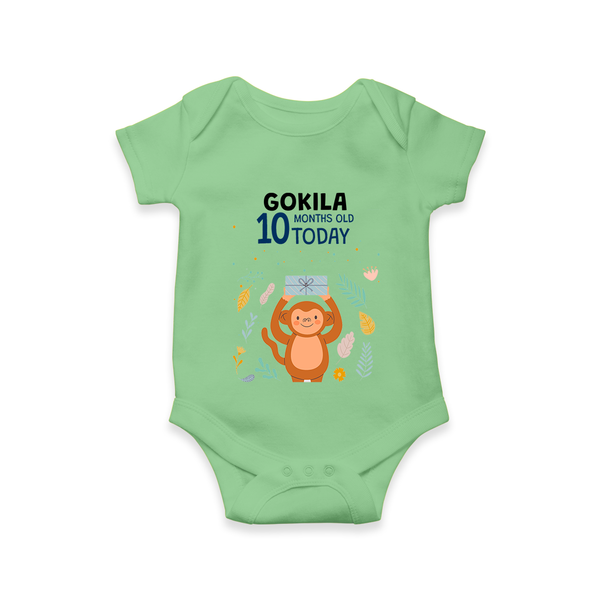 Cute Newborn Romper/Onesie for 10 Month | Custom Name & Style Options - GREEN - New Born (Chest 14")