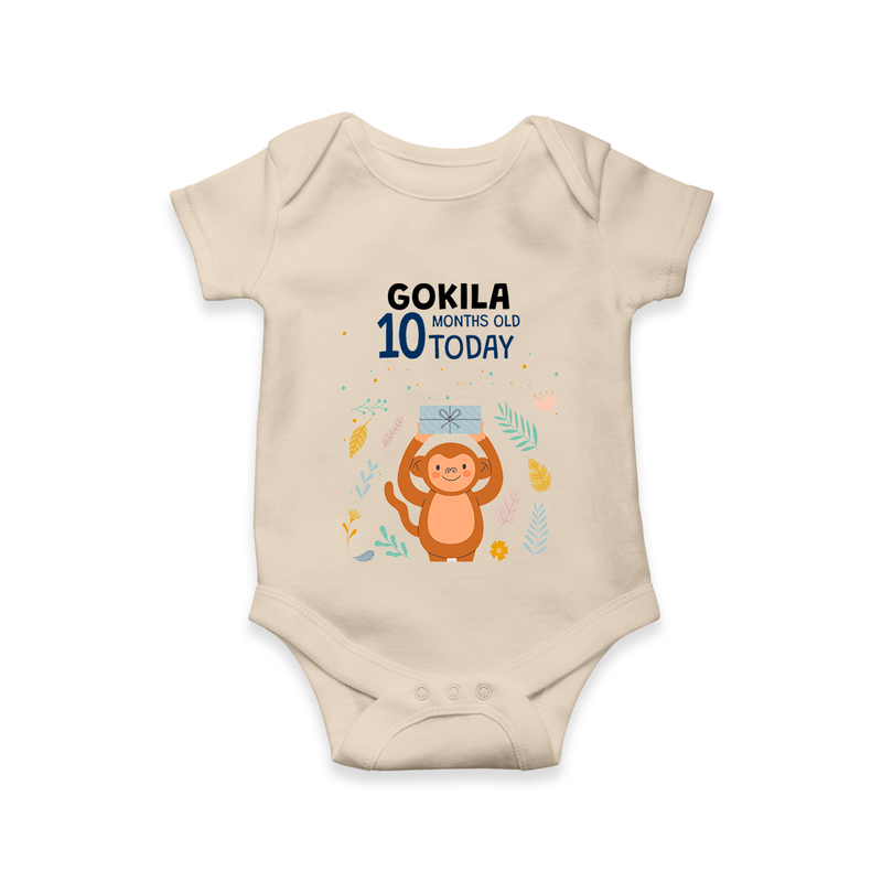Cute Newborn Romper/Onesie for 10 Month | Custom Name & Style Options - IVORY - New Born (Chest 14")