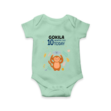 Cute Newborn Romper/Onesie for 10 Month | Custom Name & Style Options - MINT GREEN - New Born (Chest 14")