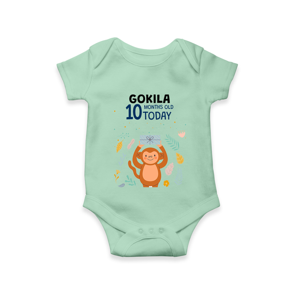 Cute Newborn Romper/Onesie for 10 Month | Custom Name & Style Options - MINT GREEN - New Born (Chest 14")