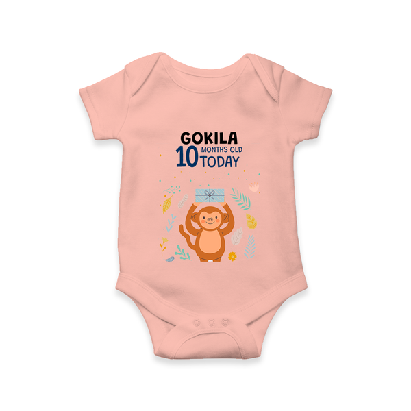 Cute Newborn Romper/Onesie for 10 Month | Custom Name & Style Options - PEACH - New Born (Chest 14")