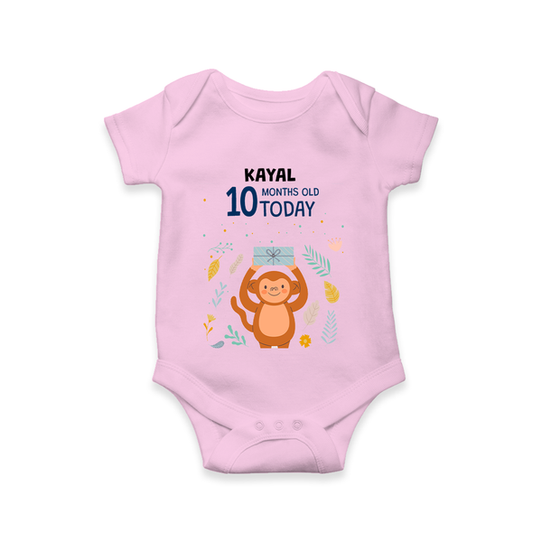 Commemorate your little one's 10th month with a custom romper/onesie, personalized with their name! - PINK - 0 - 3 Months Old (Chest 16")