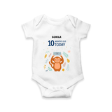 Celebrate The Magic Of Your Baby's Tenth Month With Our Elegant And Customized Romper For Babies - WHITE - 0 - 3 Months Old (Chest 16")