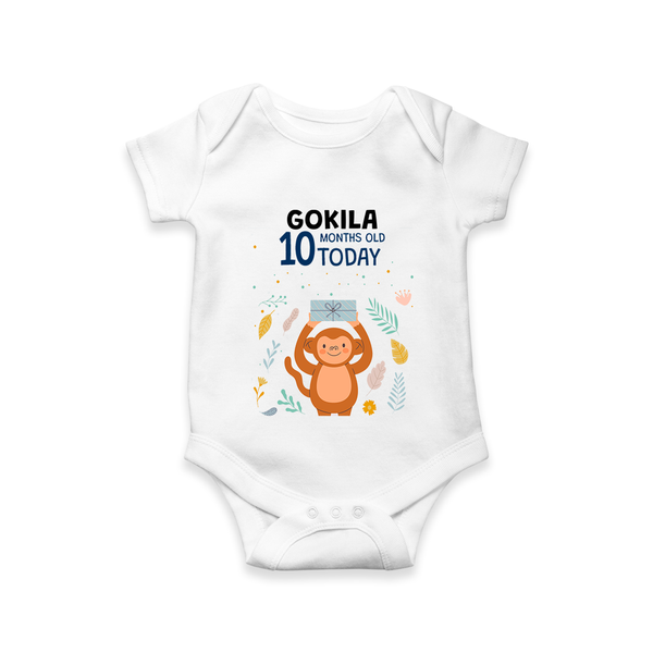 Cute Newborn Romper/Onesie for 10 Month | Custom Name & Style Options - WHITE - New Born (Chest 14")