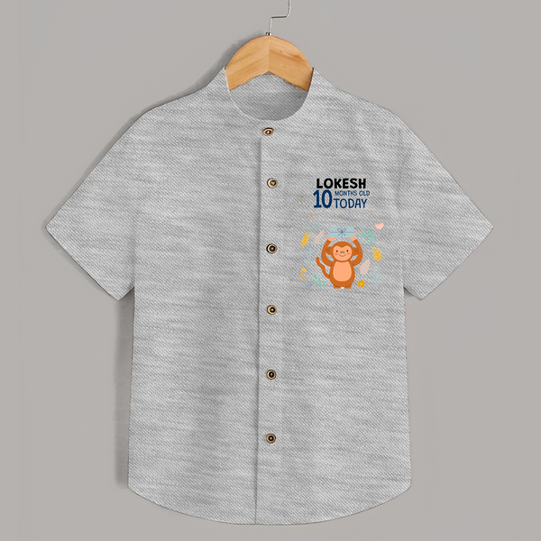 Cute Newborn Shirt for 10 Month | Custom Name & Style Options - GREY - 0 - 6 Months Old (Chest 23")