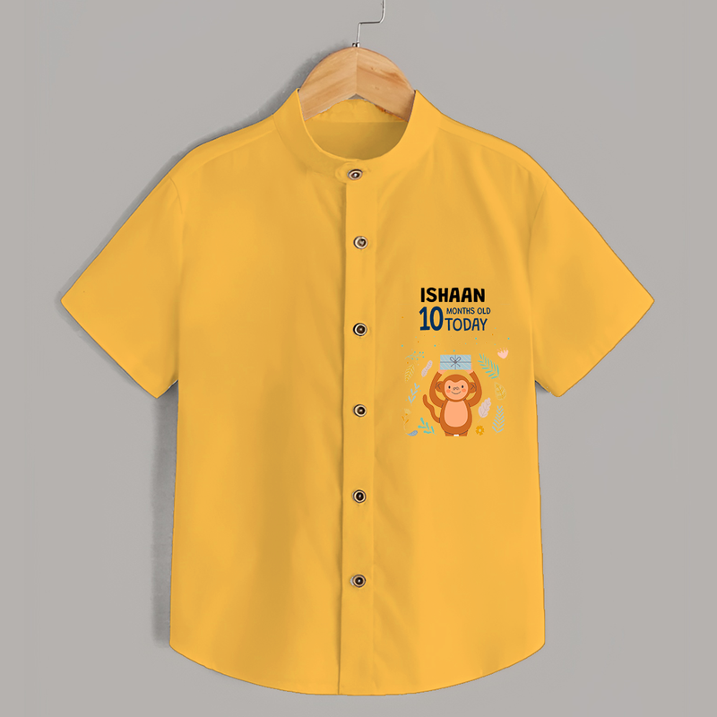 Commemorate your little one's 10th month with a custom Shirt, personalized with their name! - YELLOW - 0 - 6 Months Old (Chest 21")
