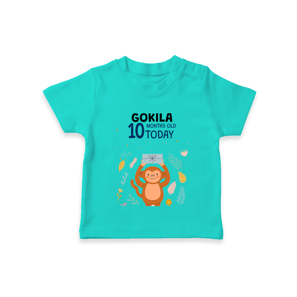 Cute Newborn T-Shirt for 10 Month | Custom Name & Style Options - TEAL - 0-5 Months Old (Chest 17")