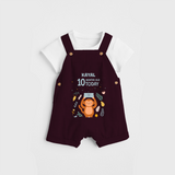Commemorate your little one's 10th month with a custom Dungaree set, personalized with their name! - MAROON - 0 - 5 Months Old (Chest 17")