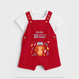 Celebrate The Magic Of Your Baby's Tenth Month With Our Elegant And Customized Dungaree Set For Babies - RED - 0 - 5 Months Old (Chest 18")