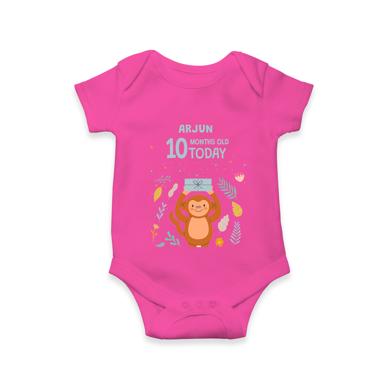 Celebrate The Magic Of Your Baby's Tenth Month With Our Elegant And Customized Romper For Babies - HOT PINK - 0 - 3 Months Old (Chest 16")