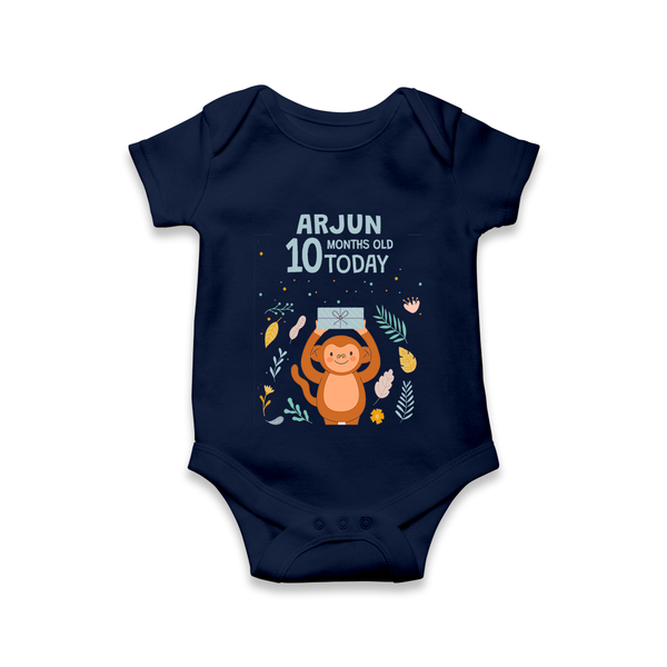 Cute Newborn Romper/Onesie for 10 Month | Custom Name & Style Options - NAVY BLUE - New Born (Chest 14")
