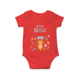 Celebrate The Magic Of Your Baby's Tenth Month With Our Elegant And Customized Romper For Babies - RED - 0 - 3 Months Old (Chest 16")