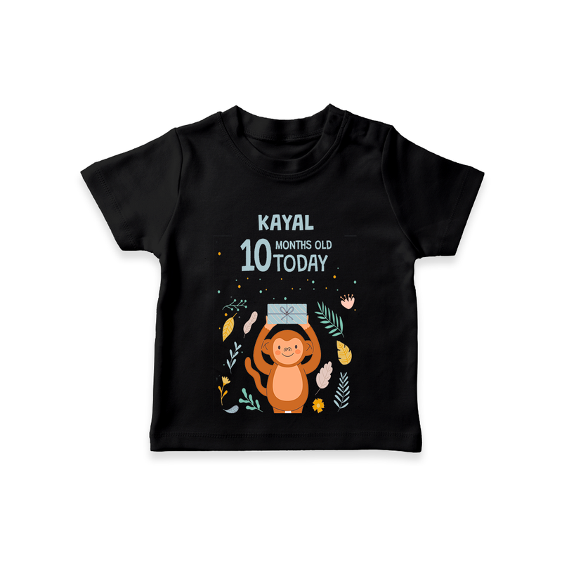 Commemorate your little one's 10th month with a custom T-Shirt, personalized with their name! - BLACK - 0 - 5 Months Old (Chest 17")