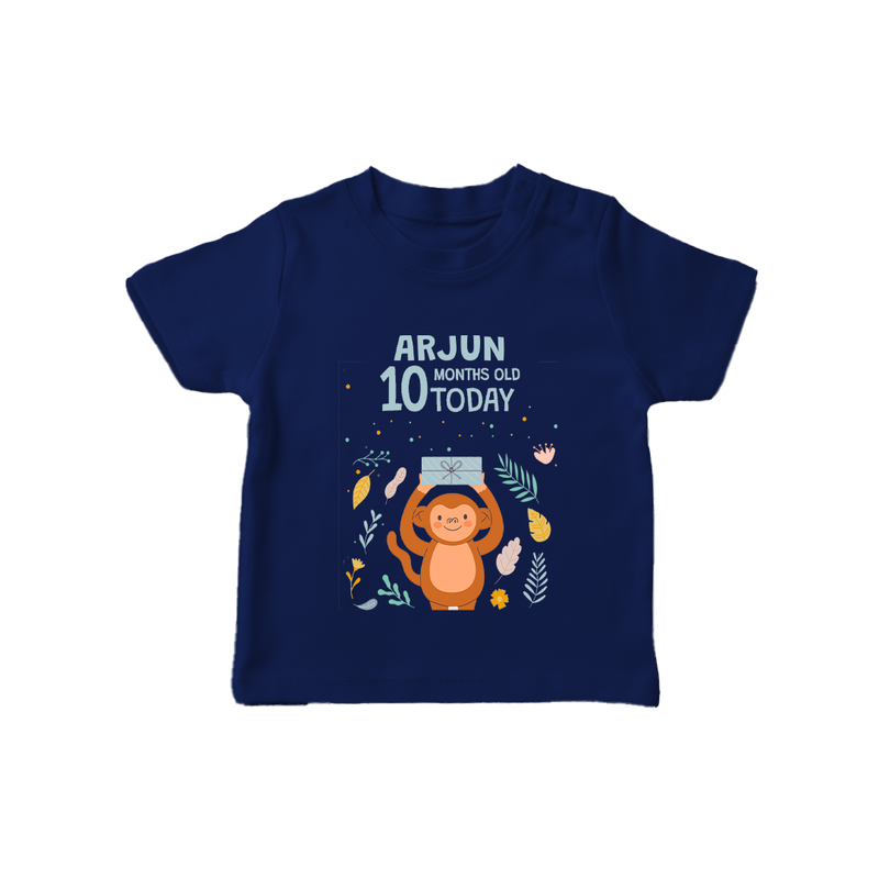 Cute Newborn T-Shirt for 10 Month | Custom Name & Style Options - NAVY BLUE - 0-5 Months Old (Chest 17")