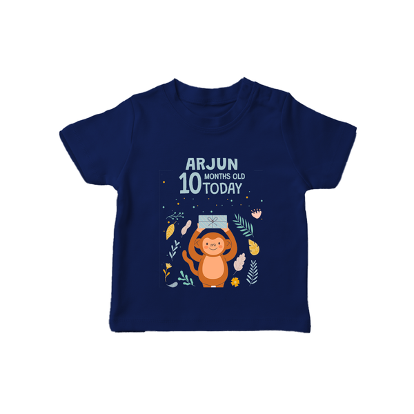 Cute Newborn T-Shirt for 10 Month | Custom Name & Style Options - NAVY BLUE - 0-5 Months Old (Chest 17")