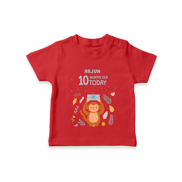 Celebrate The Magic Of Your Baby's Tenth Month With Our Elegant And Customized T-Shirt For Babies - RED - 0-5 Months Old (Chest 17")